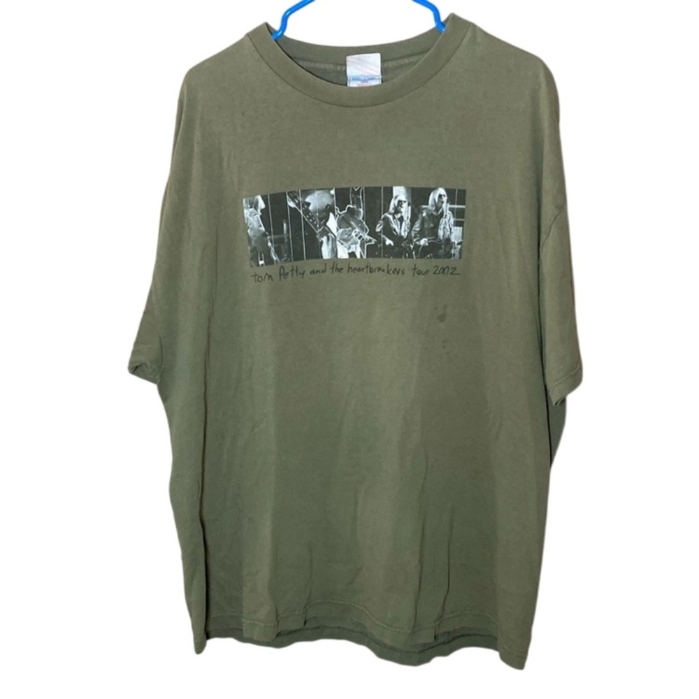 Tom Petty & The Heart Breakers Tour T-Shirt 2002 Olive Green Tee Murina Size 2X